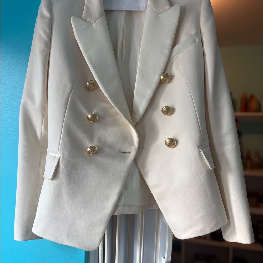 H&M-Balmain Double-Breasted Ivory Blazer